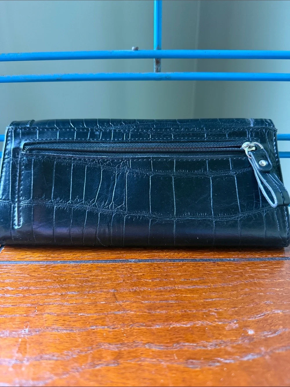 Relic Black Croc-Embossed Flap Wallet